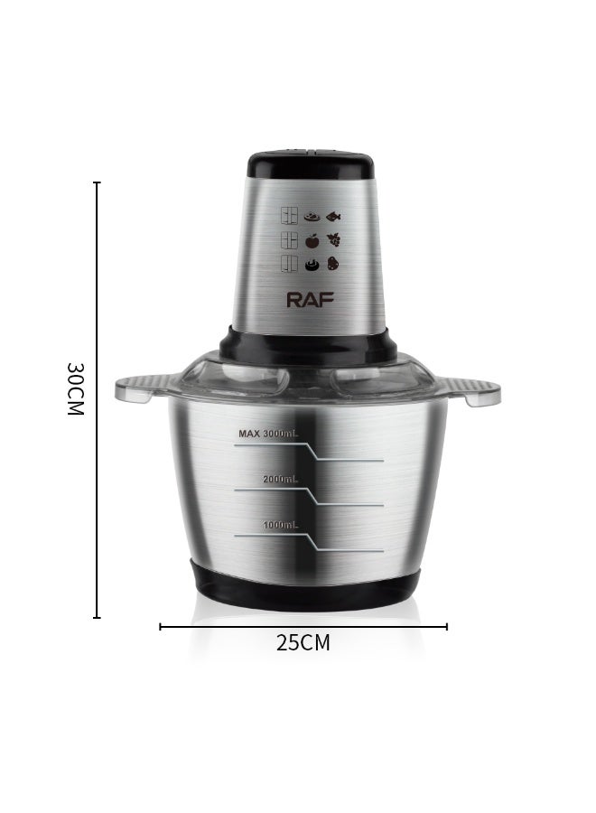 RAF Stainless Steel Food Chopper 1000W 4 Blades 3L – Model R.7031 - Image 2